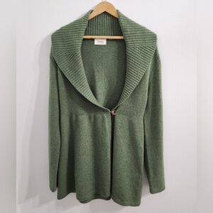 Neiman Marcus Olive Cardigan with Shawl Collar Womens Large